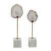 Decorative Statute Set of 2, White Agate Stone and Marble, Gold Accent
