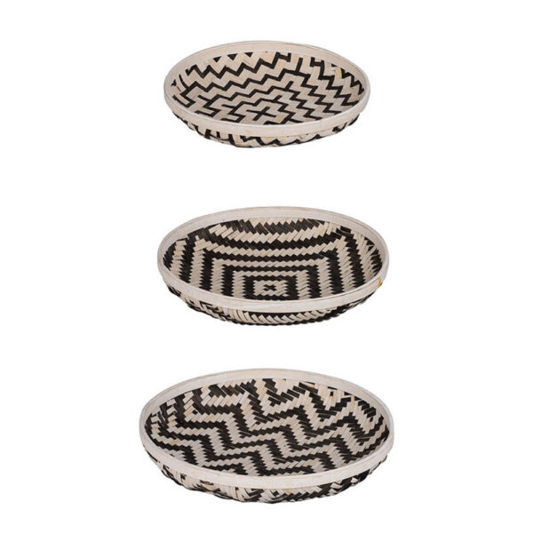 310720266a6d0c43659c5.jpeg Mona Organic Wash Trays Set of 3, White Black Bamboo Woven Patterns