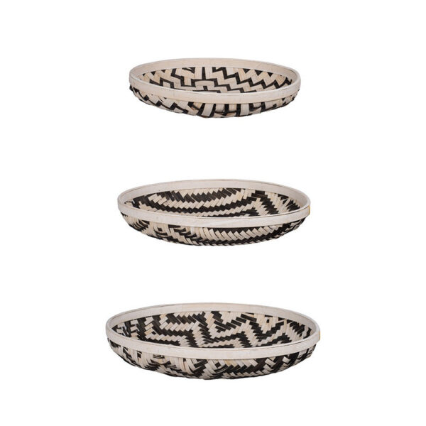 310720266a6d0c46303a6.jpeg Mona Organic Wash Trays Set of 3, White Black Bamboo Woven Patterns