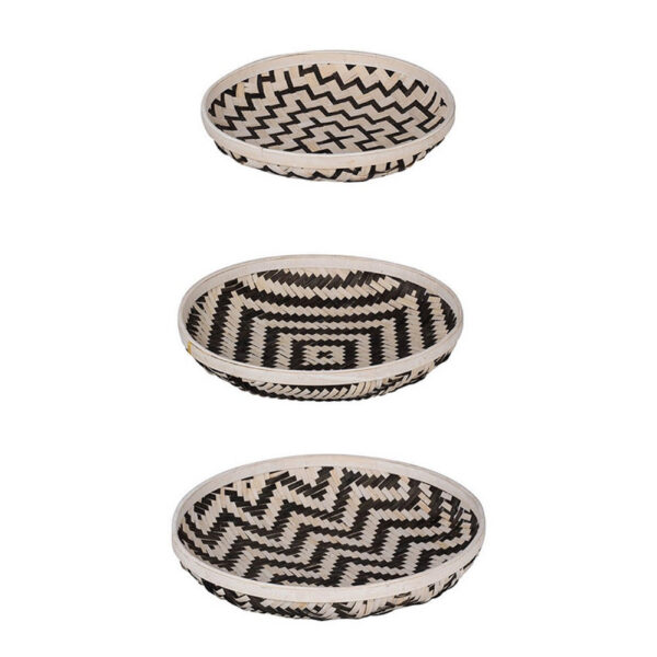 310720266a6d0c48d5b3a.jpeg Mona Organic Wash Trays Set of 3, White Black Bamboo Woven Patterns