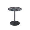 Ciry Side End Table, 18 Inch Round Marble Glass Top, Steel Base, Black