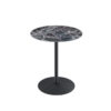 Ciry Side End Table, 18 Inch Round Marble Glass Top, Steel Base, Black