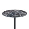 Ciry Side End Table, 18 Inch Round Marble Glass Top, Steel Base, Black