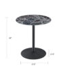 Ciry Side End Table, 18 Inch Round Marble Glass Top, Steel Base, Black