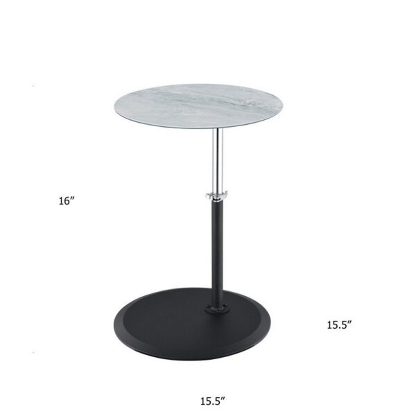 310720266a6d0ee433fc8.jpeg Ory Side End Table, 16 Inch Round Gray Glass Top with Adjustable Height