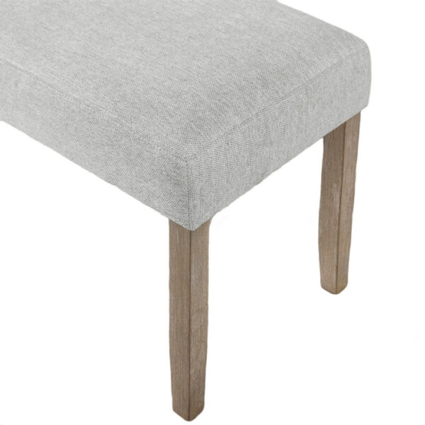 310720266a6d0eefbbf8e.jpeg Teny Dining Bench, Light Gray Seat, 41 Inch Wide Oak Brown Frame