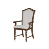 Feva Dining Armchair Set of 2, Scallop Back, Gray Polyester, Cherry Brown