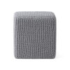 Square Knitted Footstool Ottoman, Handwoven Design 17 Inch Gray Cotton