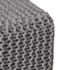 Square Knitted Footstool Ottoman, Handwoven Design 17 Inch Gray Cotton