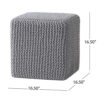 Square Knitted Footstool Ottoman, Handwoven Design 17 Inch Gray Cotton