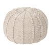 310720266a6d1039326b5.jpeg Round Knitted Pouf Ottoman, Handwoven Details, 20 Inch Beige Cotton