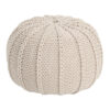 310720266a6d103c0c645.jpeg Round Knitted Pouf Ottoman, Handwoven Details, 20 Inch Beige Cotton