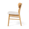 Mexy Dining Side Chair Set of 2, Open Curved, Light Beige, Brown Wood