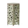 Silva Accent Table Set of 2, Hexagonal Top, Cut Pattern, Green Iron