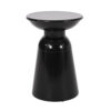 Side End Table Set of 2, Round Taper Top, Pedestal Base, Black Metal